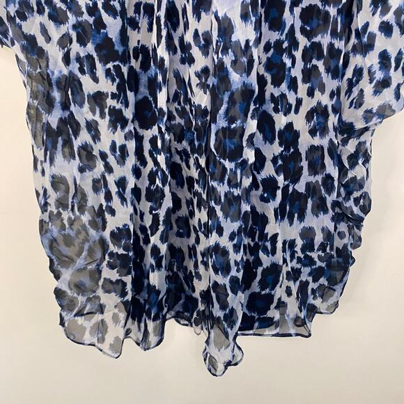 Diane Von Furstenberg Silk Blue Fleurette Leopard Print Dress Size 4 Lightweight - Picture 13 of 16